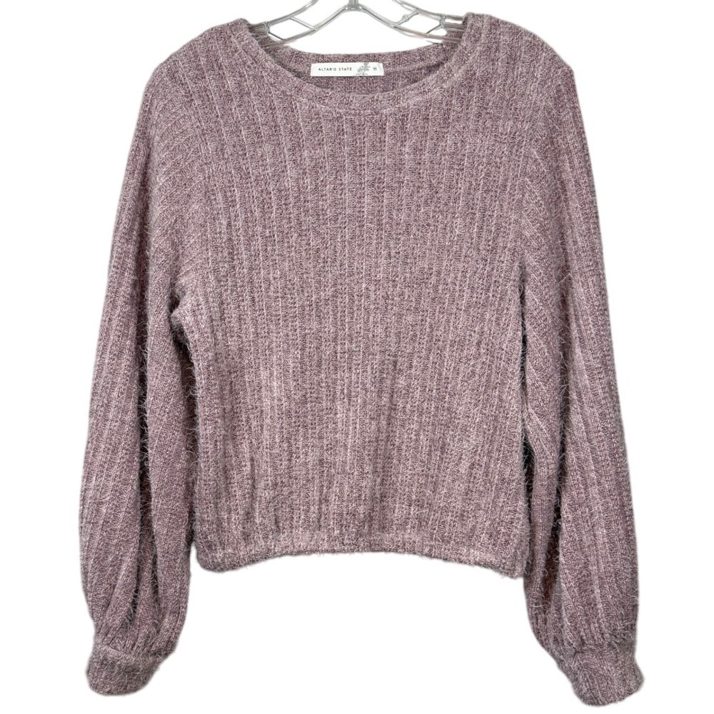 Altar'd State Elm Eyelash Sweater, Elderberry, Size Medium - Picture 2 of 9